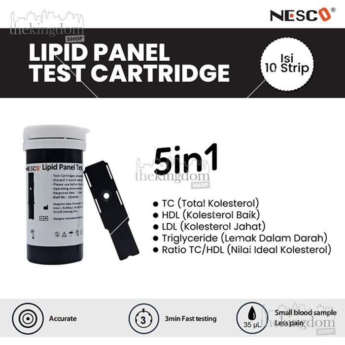 av4b- Nesco Bls-101 5In1 Lipid Panel Test Cartridges Strip Tes Kolesterol Chol Hdl Ldl