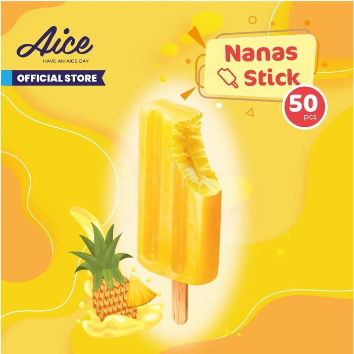 r05n- Aice Ice Cream Nanas Stick 65G Es Krim (1 Karton = 50 Pcs) Eskrim
