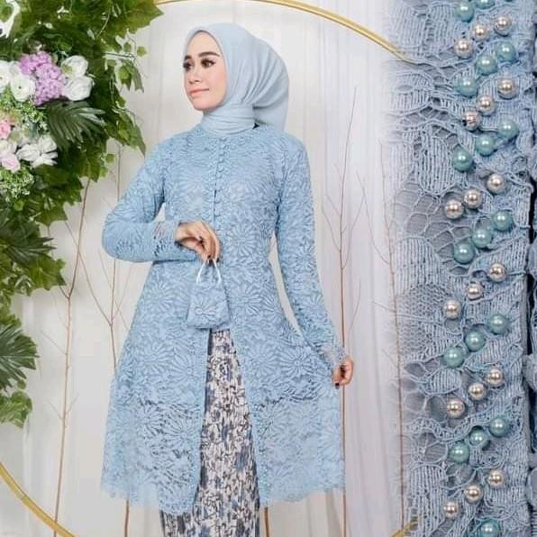 SIAPKIRIM Kebaya Atasan Tunik Kancing Brokat Payet Ibu Hajat Baju Pesta Kondangan Wisuda Mewah