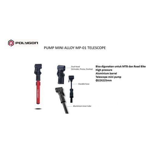 SepedaQT- Polygon Pompa Ban Sepeda Mini Pump Telescopic Air Lite 87 Psi