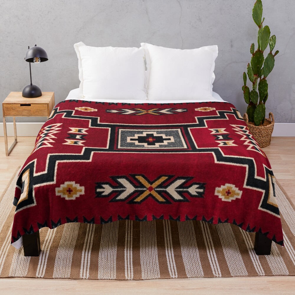 Original Throws Blanket 1890 Retro Blanket with Navajo Saddle, Soft Flannel Bed Blankets Warm Lightw