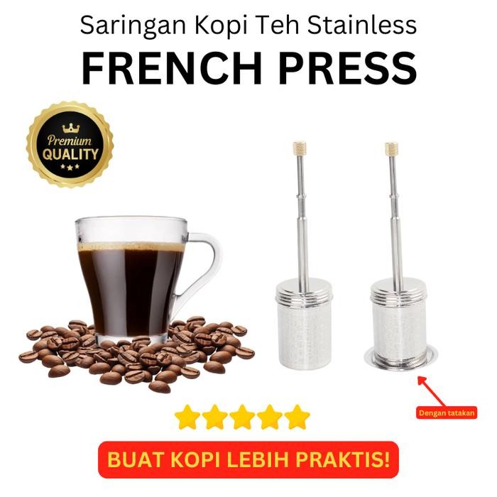Saringan Kopi Teh Stainless PORTABLE Fren Press Coffee Filter - Saringan