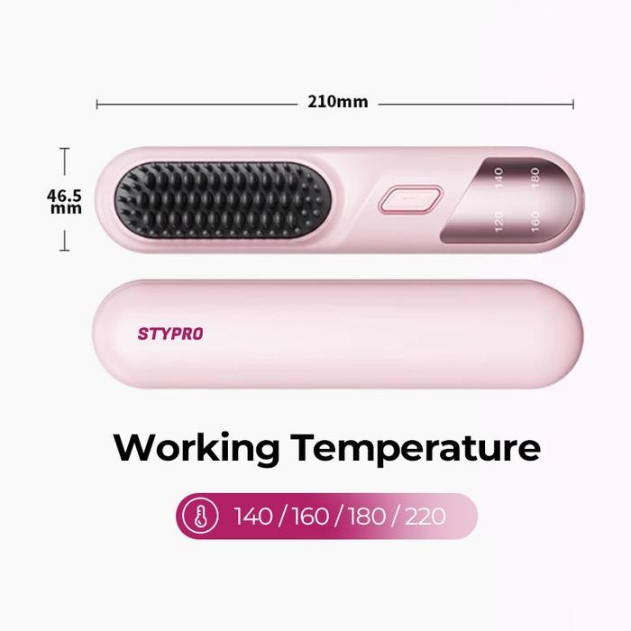 Vanda's ChoiceSTYPRO Hair Straightener Brush - Sisir Catokan Pelurus Rambut Multifungsi Dengan 4