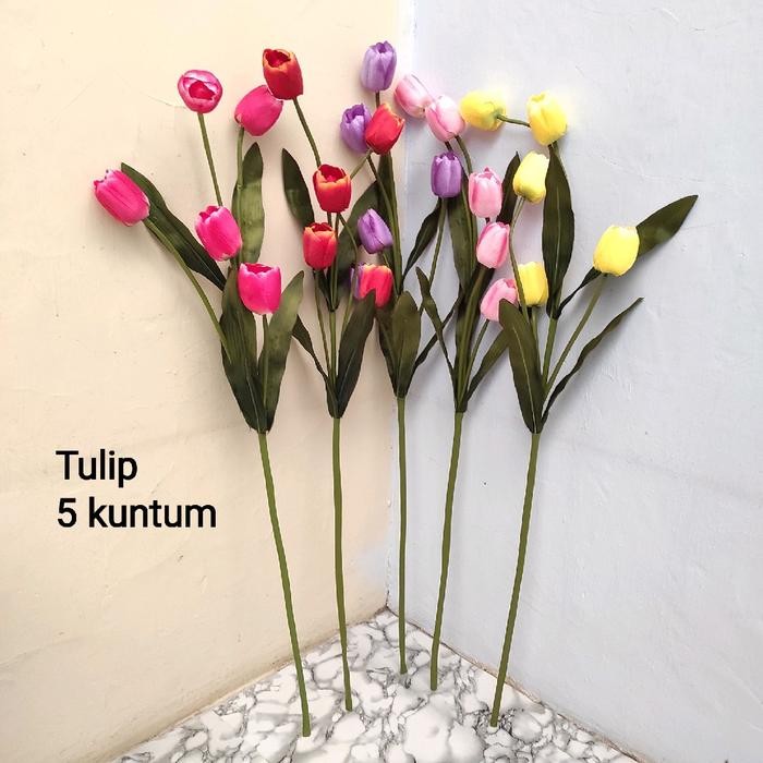 BUNGA TULIP SUDUT PANJANG TINGGI DEKORASI ARTIFICIAL PLASTIK Hiasan