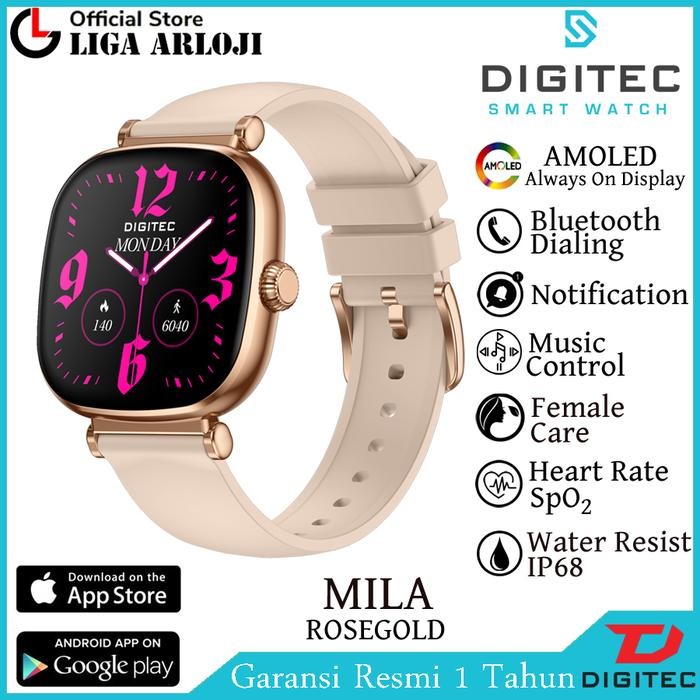 Digitec Smart Watch MILA Jam Tangan Wanita Digital Smartwatch AMOLED Rosegold 38mm