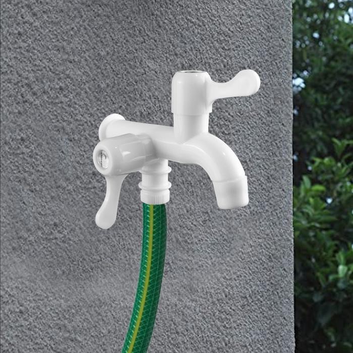 BisAiNstan- Kran Cabang Shower Kran Air Keran Ganda Bahan Plastik Terdapat Saringan Dan Kunci