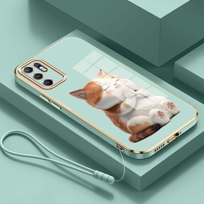 Casing Untuk OPPO Reno 6 4G Reno 6 5G Case Casing HP Softcase Tali gantungan berlapis silikon mewah 