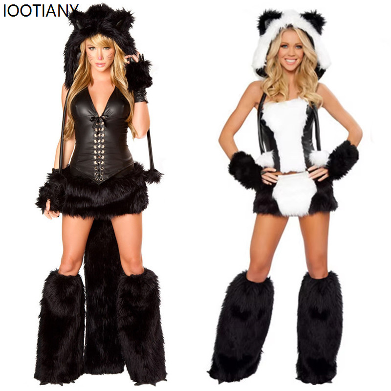 Women Sexy Furry Cartoon Animal Cosplay Costumes Anime Rabbit Fox Catwoman Fancy Dress Carnival