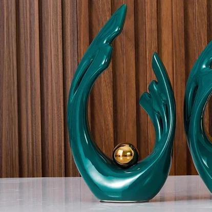 Hiasan Rak Keramik Model Guci Modern Dekorasi Ruangan Warna Hijau Ukuran Kecil