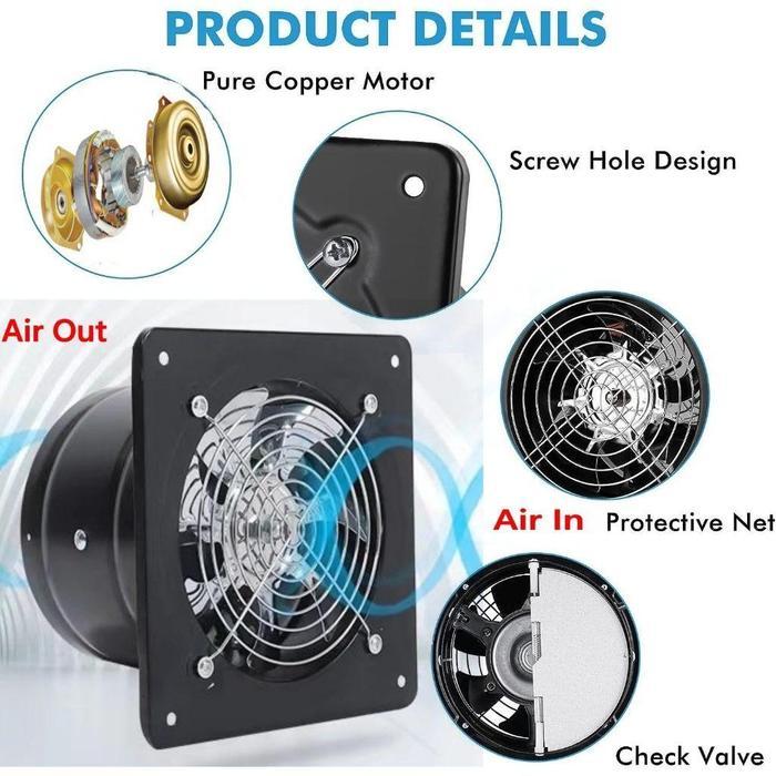 Kipas Ekzos Ventilasi Dinding 4/6/8 Inch Exhaust Fan dengan Fitur Booster, Perlengkapan Ventilasi