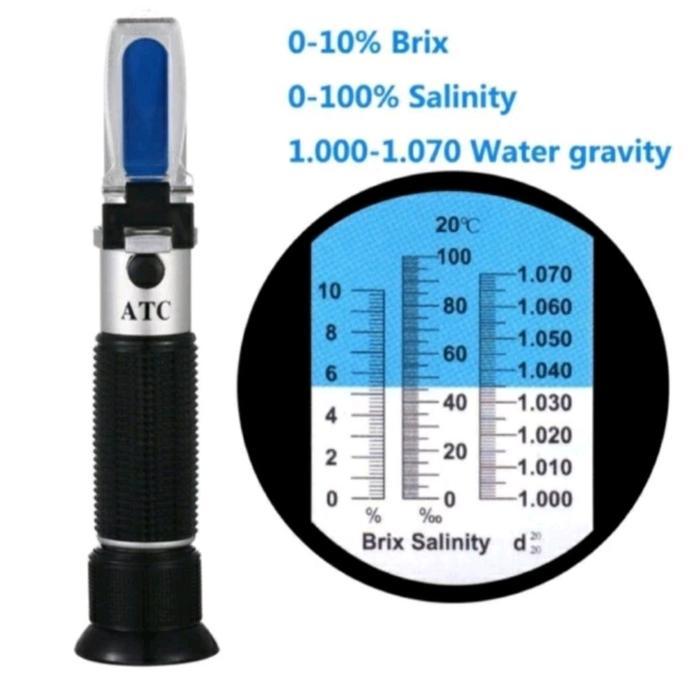 NEW Salinity Refraktometer Alat Ukur Kadar Garam Refraktometer ATC 0-100 %