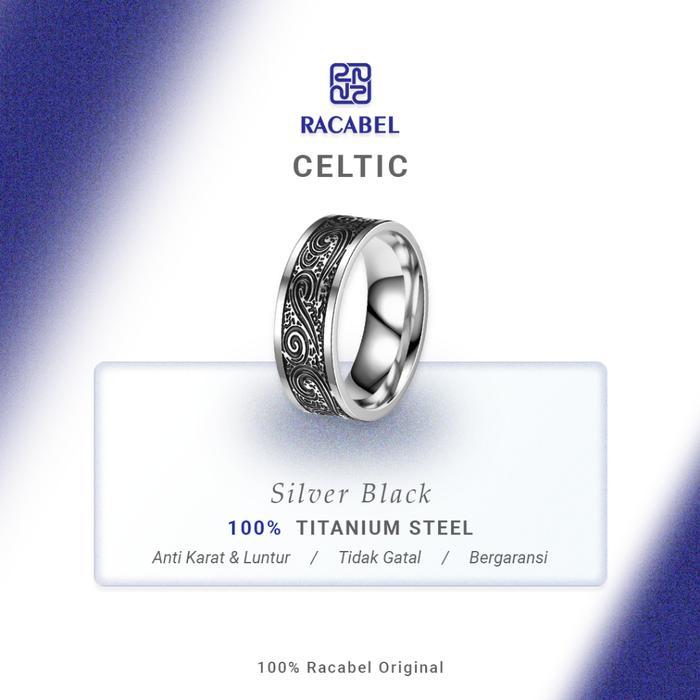 Racabel Astec Ring - Cincin Pria Wanita Titanium Elegan Anti Karat - Perak, 10