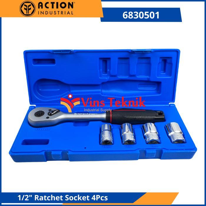 ACTION 6830501 Kunci Socket Reversible Ratchet Set 1/2" Set Kunci Sok Shock