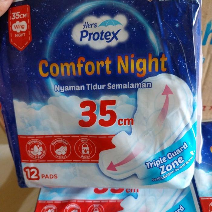3pc HERS PROTEX Comfort Night 35cm 12pads // pembalut hers protex 35cm // Daya Serap Malam Harian