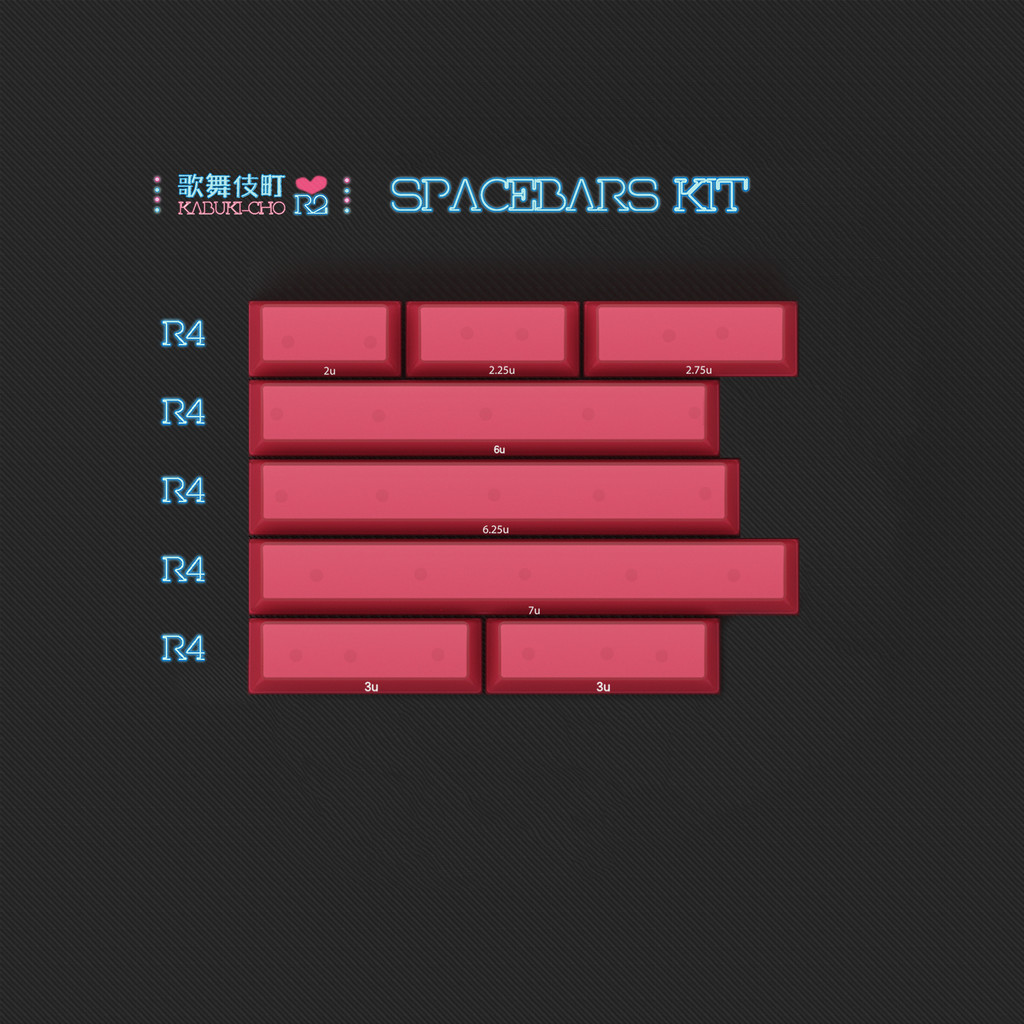 [Child kit] PBTFANS KABUKI-CHO R2 Cherry Profile MX-style Keycaps KBDfans International 40s Spacebar