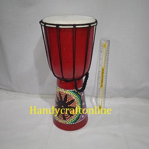 Mainan Anak Gendang Kendang Jimbe Ukuran Besar Tinggi 40cm Bahan Kayu Mahoni - Merah