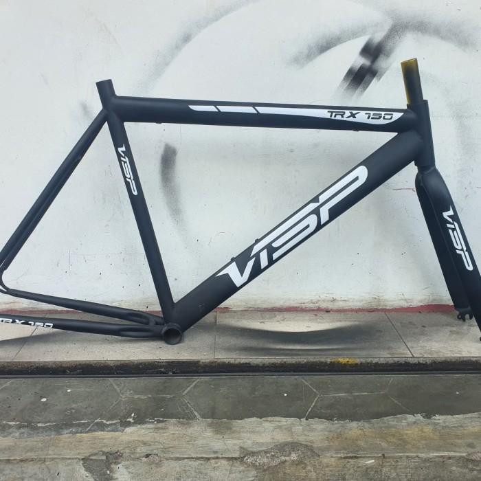 Frameset Fixie Visp Hitam Black Frame Set Steel Impor Decal Fixed Gear Rangka Sepeda 700C Black