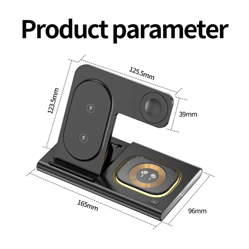 3 in 1 LED Foldable Wireless Charger Stand For Samsung S24 S23 S22 Watch 6 5 4 Active 1 2 Galaxy