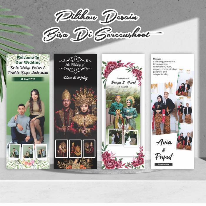 Promo Banner Wedding + Tiang / Stand Banner Acara Wedding / Pernikahan Engagement / Khitan Satu Hari