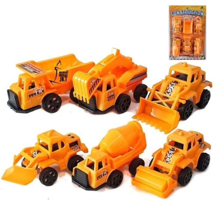 Mainan Truk Konstruksi Set isi 6 Lengkap Construction Truck Alat Berat OCT Anak Dump Molen Traktor B