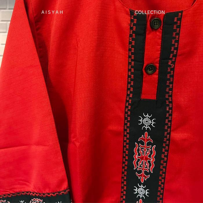 Baju Cele - Bordiran Maluku - Atasan Etnik - Batik Maluku - Tenun Maluku- Merah Kode 02
