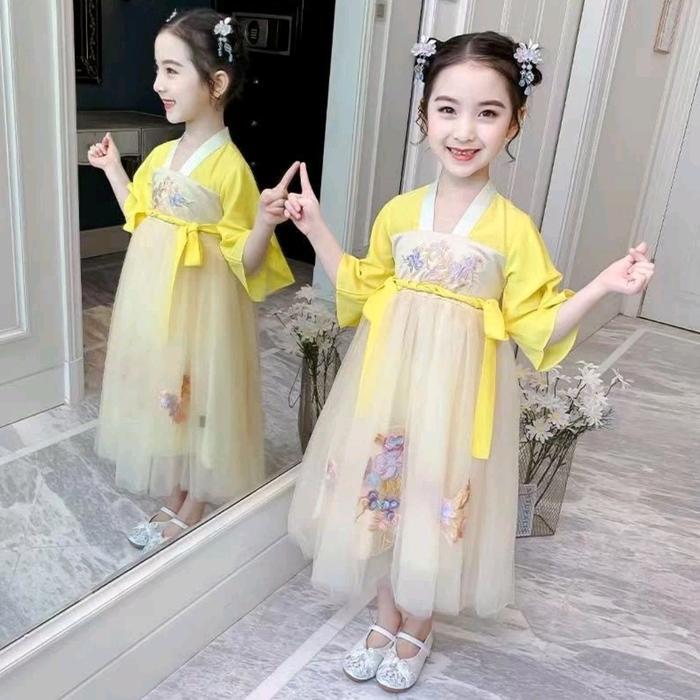 READY Terlaris dress imlek import hanfu anak cheongsam anak perempuan dress shanghai Promo Murah