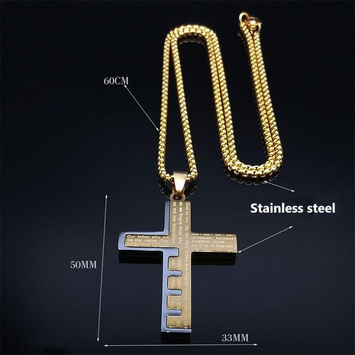 Kalung salib pria keren anti karat emas perak katolik kalung kristen yesus doa keberuntungan
