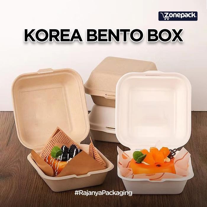 Bagasse Burger Box Lunch Box Kotak Tart Mini Korea Box Bento Box Bento Cake Mini Cake Bagasse Lunch
