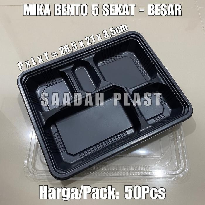 (ISI 50) Mika Bento 5 Sekat Besar / Tray Bento / Box Nasi Kotak Makan