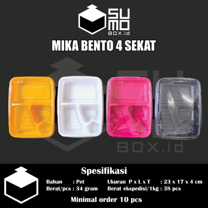 Mika Bento Sekat 4 KOTAK / tray box bento tebal kokoh [ECERAN]