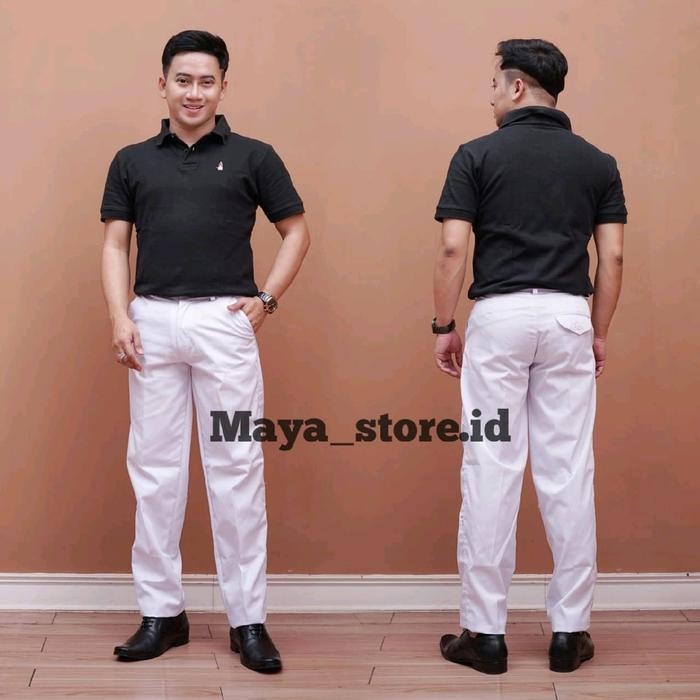 CELANA CELANA PUTIH BAHAN KATUN DRILL CELANA PRIA CELANA FORMAL KANTOR CELANA SEKOLAH