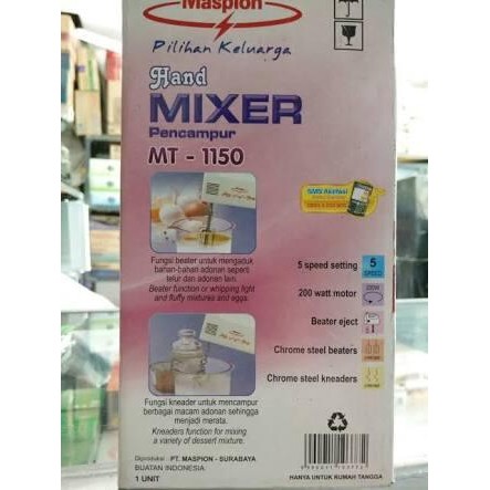 Maspion Hand Mixer Mt1150 - Mt 1150