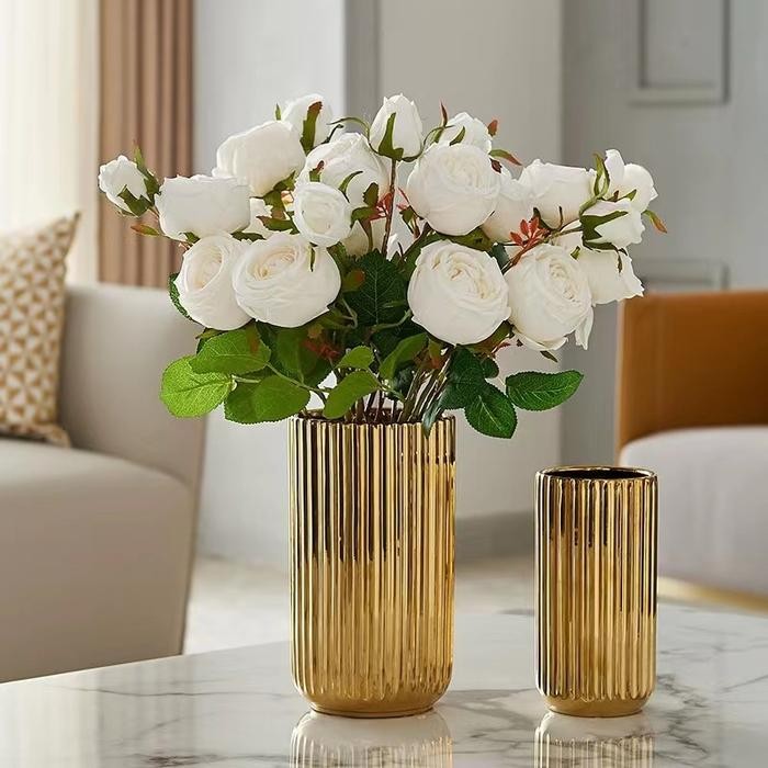 Vas Bunga / Pot Bunga Keramik / Vase Bunga Keramik Gold Luxury / Vas