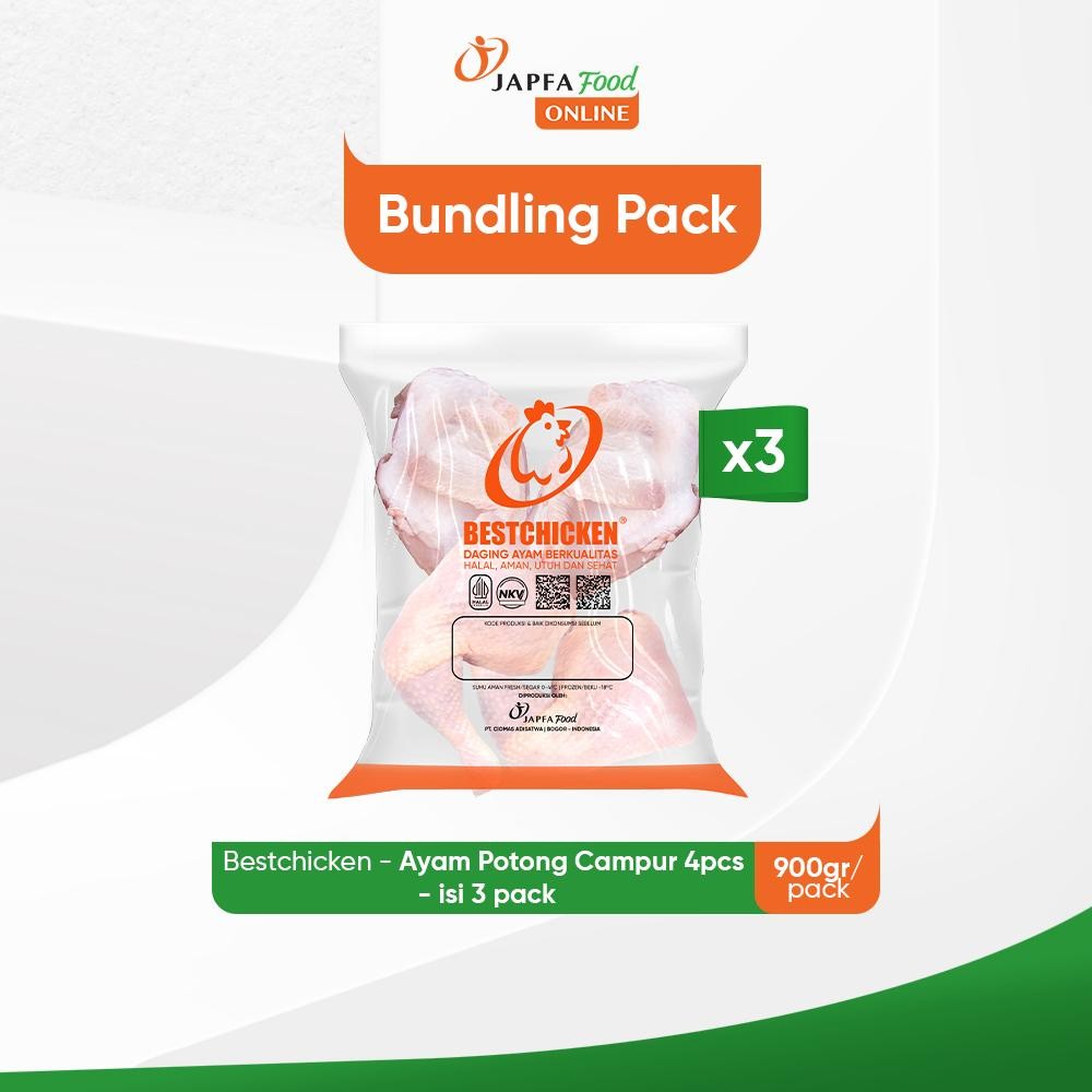 

Bestchicken Daging Ayam Potongan Campur 4pcs 800 gr - 900 gr - Isi 3 pack