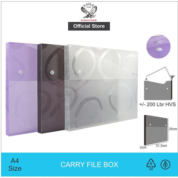 

Carry File Box EAGLEFiles A4 2 Kancing Motif Oval Tebal 2 Cm