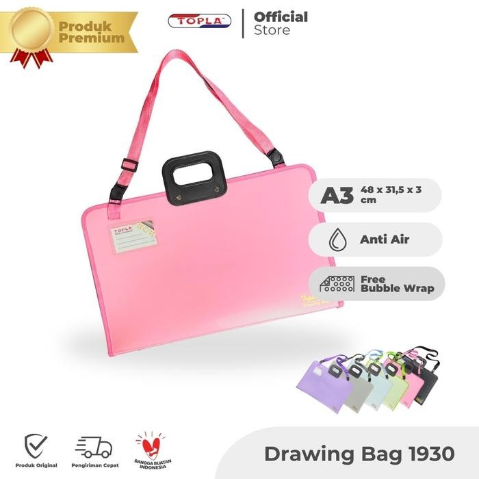 

TOPLA Zipper File 1930 Tas Drawing Book A3 Artbag A3 Portofolio Tas A3 Alat Biru Hijau Hitam Pink