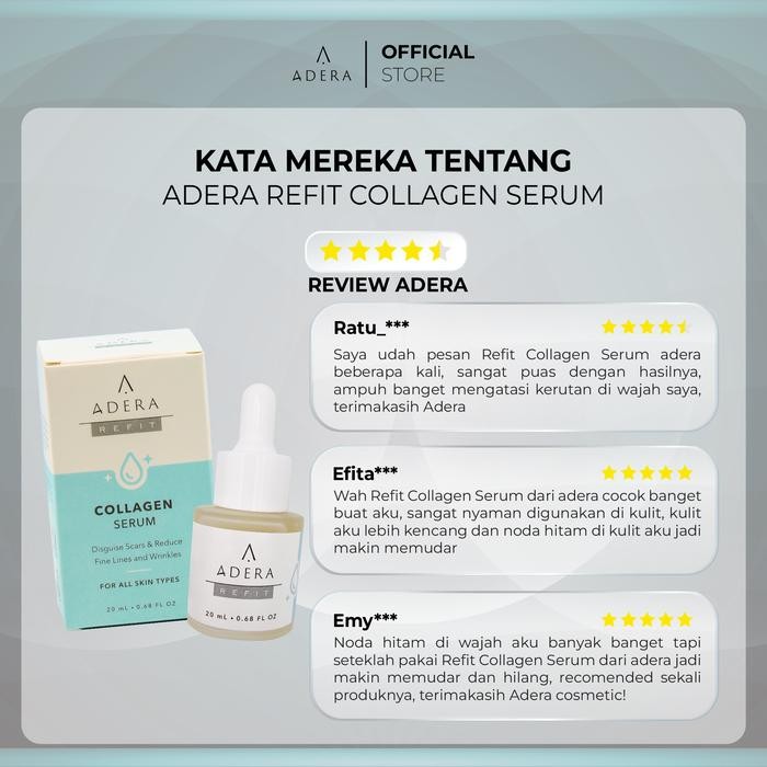 Pilihan- Paket Adera Refit Collagen Serum Menyamarkan Bekas Luka Dan Mengembalikan Kesehatan