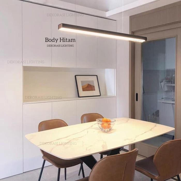 Terbaik Lampu Gantung Hias Plafon Panjang Hitam Putih Led Decor Rumah Kantor 100% Ori