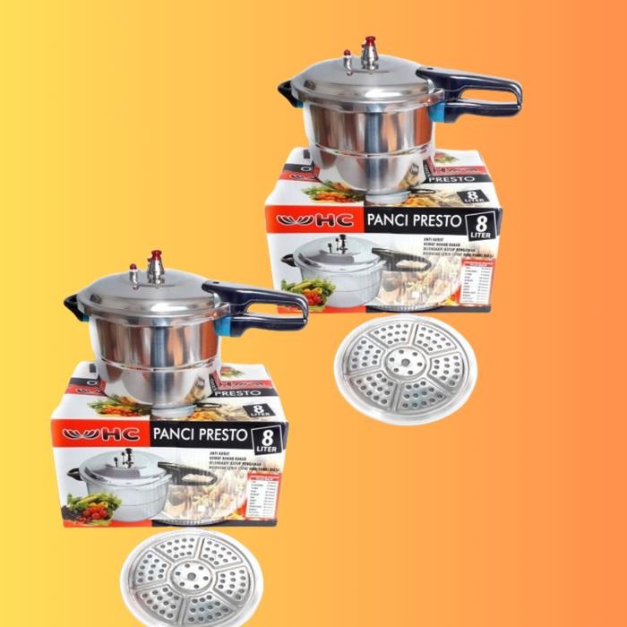 PANCI PRESTO UKURAN 8 LITER BAHAN KUAT BERKUALITAS Aluminium Kaca Gagang