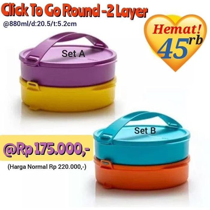 Tupperware Click To Go Round - 2 Layer // Rantang Susun