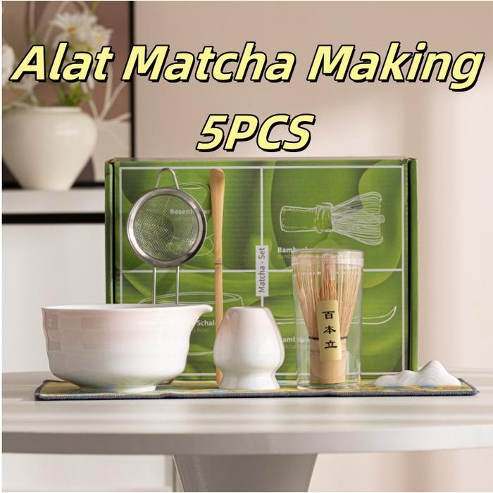 

Japanese Matcha Tea Set 5pcs - Alat Lengkap Teh Tradisional Jepang : Mangkuk Matcha (Chawan), Whisk