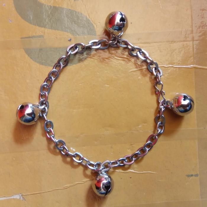 gelang kaki bayi krincingan baja piutih