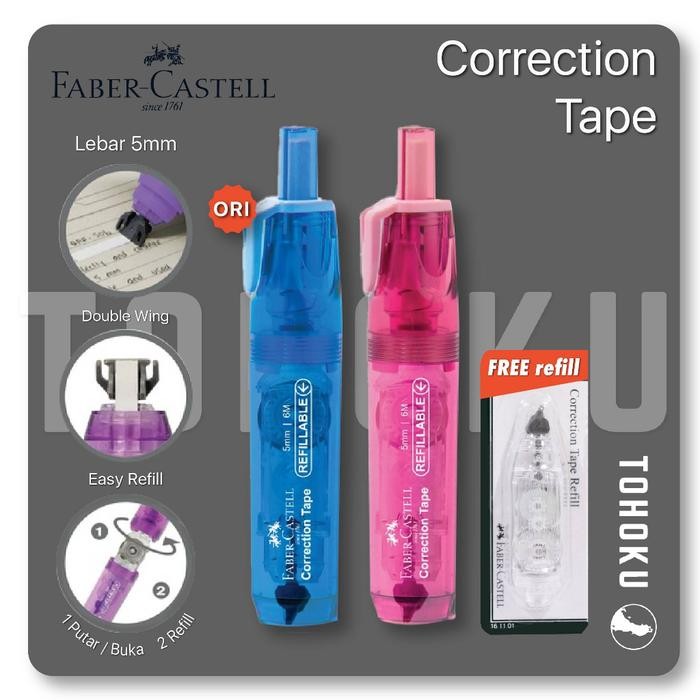 

OJ Correction Tape Faber Castell QJR 506 Tipe Barrel Gratis Refill 1 Pcs