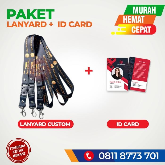 

New PAKET CETAK TALI LANYARD CUSTOM + PRINT ID CARD