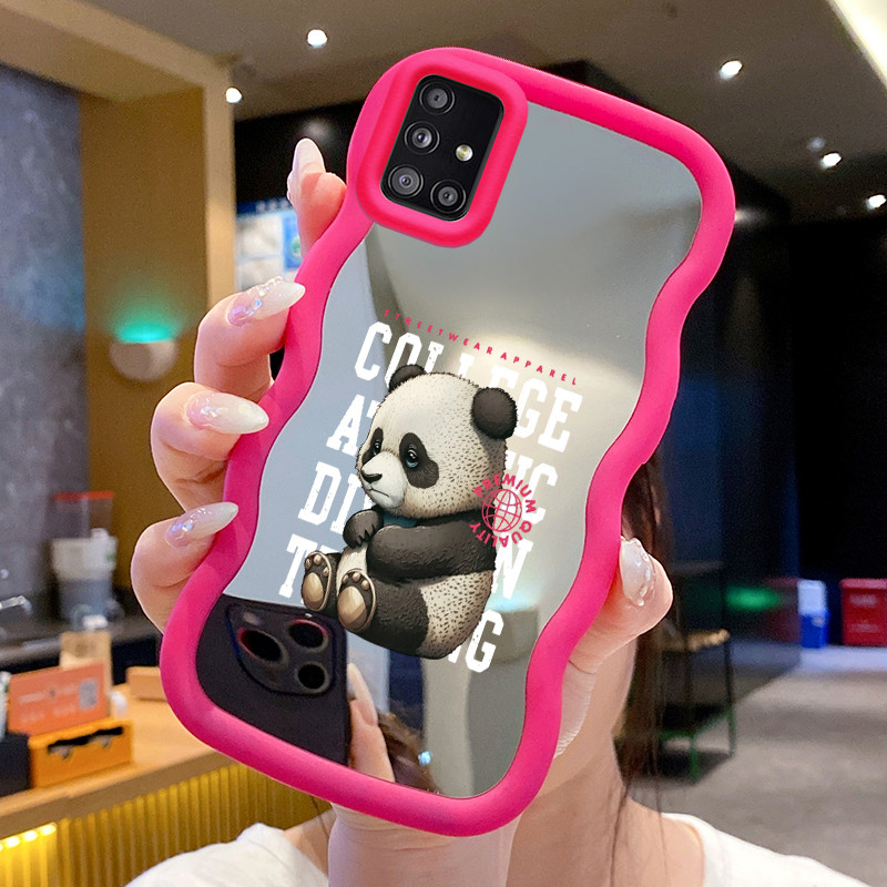 Casing Untuk Samsung A51 M40s Case Casing Panda kecil yang rusak Pola HP Cesing Macaron Kasing Mirro