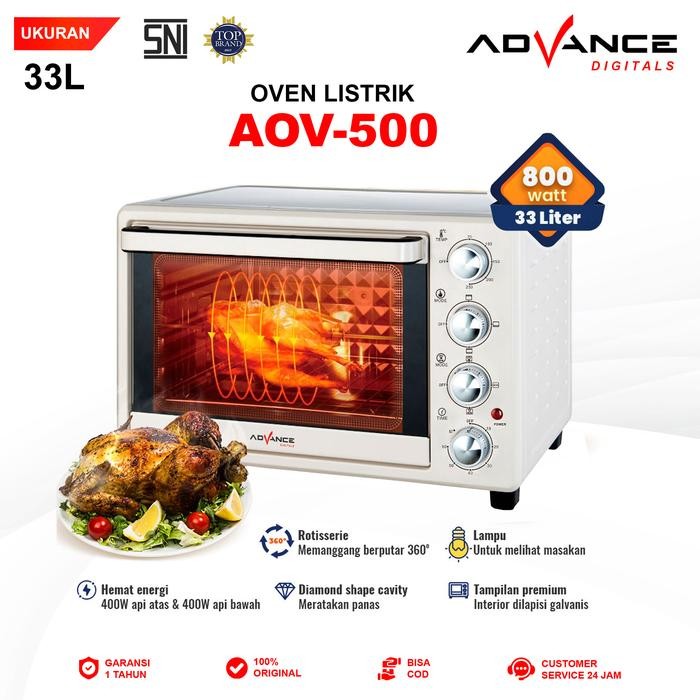 EJ CODAdvance AOV500 Electrik Oven 33L Big Oven Listrik 800W Ayam Bakar 360 rotasi Panggang secara