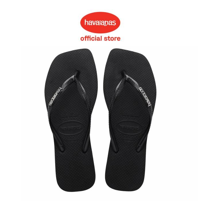 Pilihan- Havaianas 2976 Slim Square Logo Metallic - Black/Silver - Sandal Wanita