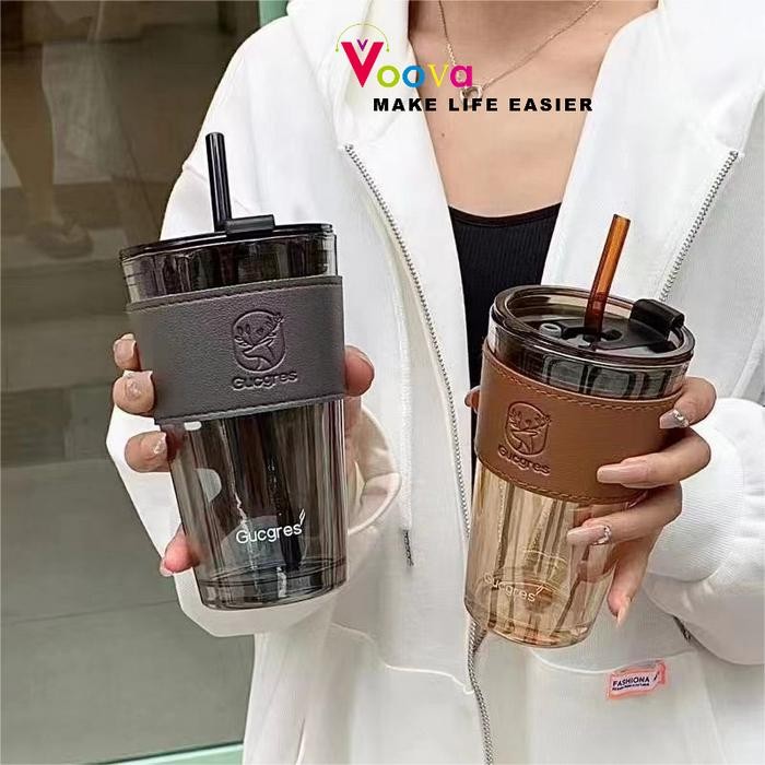 [COD] Gelas Kaca/ Gelas Kopi/ Tumbler Kaca/ Mug Coffee/ Tumbler Dengan Leather Grip
