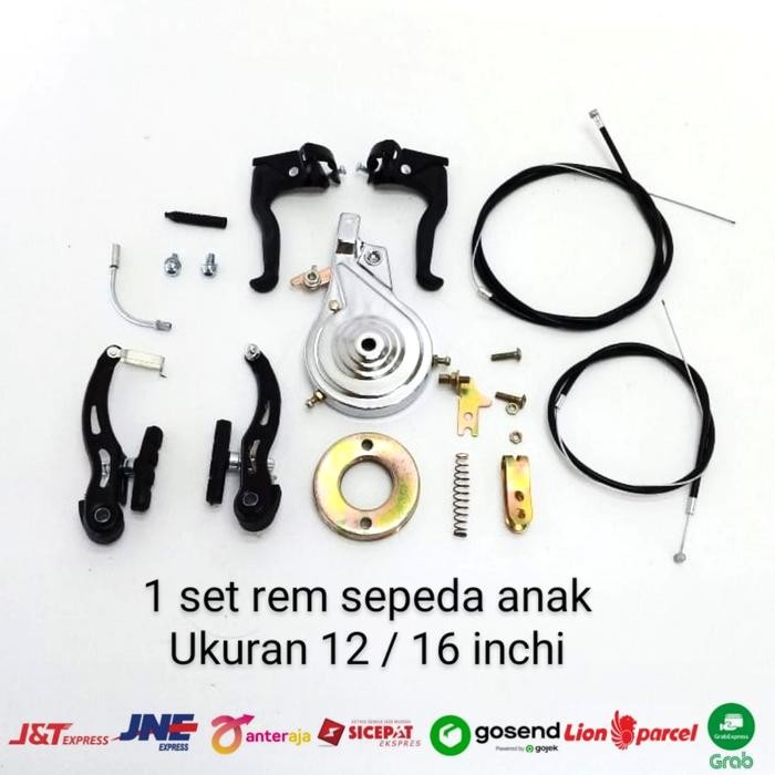 Ready 1 set rem sepeda anak bmx / mini ukuran 12 / 16 inchi v brake + tromol
