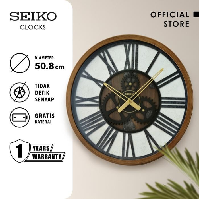 Jam Dinding Seiko Qxa826B 50.8Cm Brown Plastic Case Original